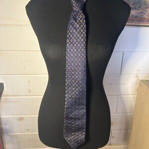 Dark Blue Circular Pattern Mandela Orvielo Tie – 100% Silk Men’s Necktie